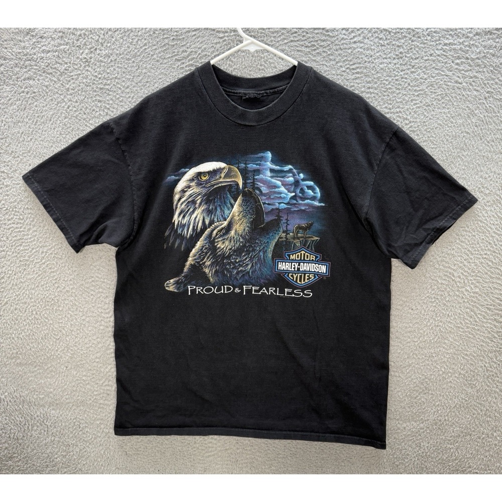 Vintage Harley Davidson Shirt Adult XL Black Motorcycle Biker Nature Grunge 90s
